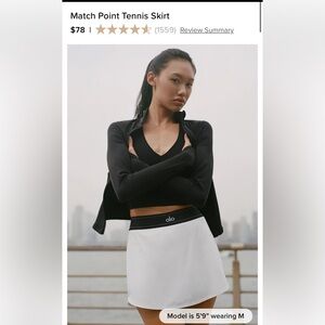 ALO Yoga Black and White Match Point Tennis Skirt